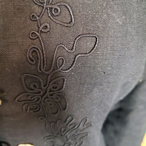 Lord & Taylor Vintage Navy Linen Embroidered Jacket Blazer Pearl Buttons sz 6P - Picture 3 of 7